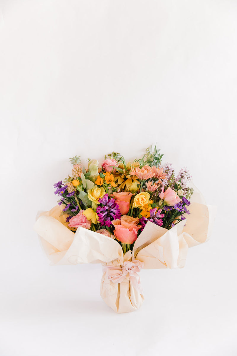 Crepe paper flower bouquet stock photo. Image of present - 111616148